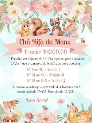 Convite Chá Rifa Bosque Encantado com Animais para Editar Online