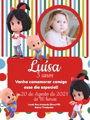 Convite Aniversário Cléo e Cuquin com Foto para Editar Online