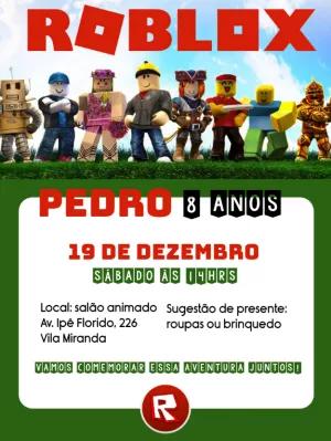 Convite de Aniversário Roblox com Personagens para Editar Online