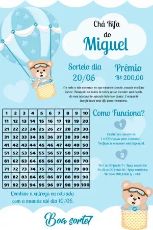 Chá Rifa Ursinho Baloeiro Azul para Editar Online