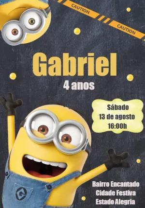 Convite de Aniversário Minions Divertido para Editar Online