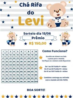 Chá Rifa Ursinho Príncipe Editável para Chá de Bebê Online
