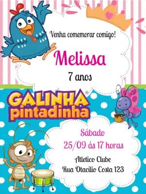 Convite de Aniversário Galinha Pintadinha para Editar Online