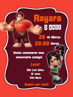 Convite de Aniversário Detona Ralph para Editar Online