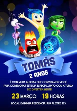 Convite de Aniversário Divertida Mente para Editar Online