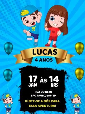 Convite de Aniversário Aventureiro Azul para Editar Online