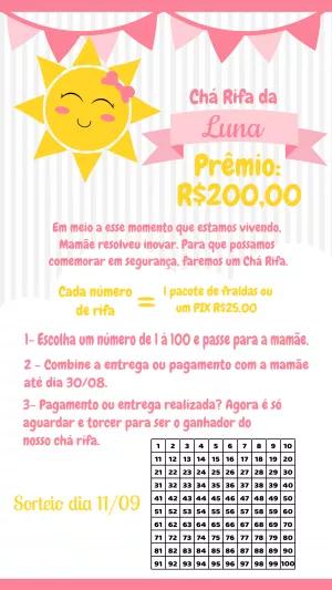Convite Chá Rifa Raio de Sol para Editar Online