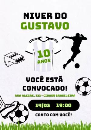 Convite de Aniversário Futebol Infantil para Editar Online