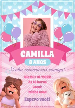Convite de Aniversário Roblox com Foto para Editar Online
