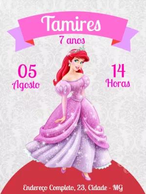 Convite Aniversário A Pequena Sereia Ariel para Editar Online