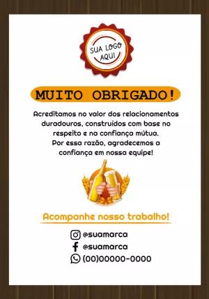 Cartão de Agradecimento Cervejaria para Editar Online