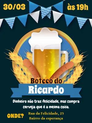 Convite de Aniversário Tema Boteco Editável Online