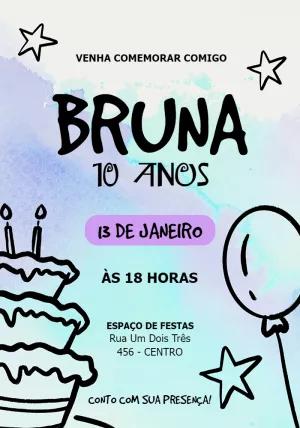 Convite de Aniversário Moderno com Desenhos para Editar Online
