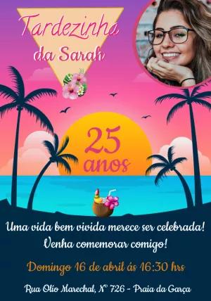 Convite de Aniversário Tardezinha com Foto para Editar Online