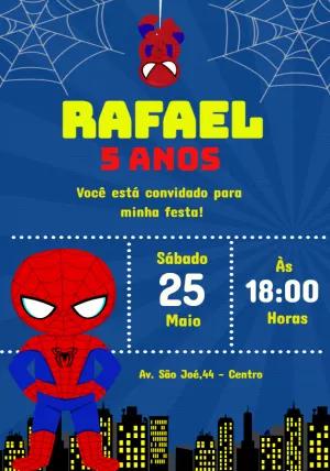 Convite Aniversário Homem Aranha para Editar Online