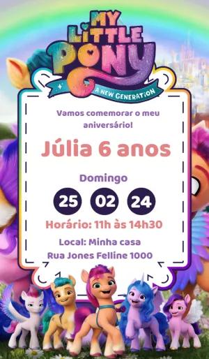 Convite Aniversário My Little Pony A New Generation para Editar