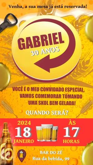 Convite de Aniversário Cerveja Skol para Editar Online