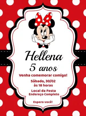 Convite de Aniversário Minnie Mouse Vermelha para Editar Online