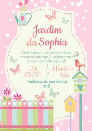 Convite Aniversário Jardim Encantado com Borboletas para Editar
