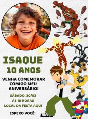 Convite de Aniversário Ben 10 com Foto para Editar Online