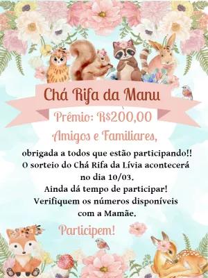 Convite Chá Rifa Bosque Encantado com Animais para Editar Online