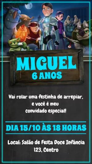 Convite Aniversário Caçadores de Trolls para Editar Online