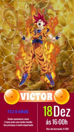 Convite de Aniversário Dragon Ball Z com Goku para Editar Online