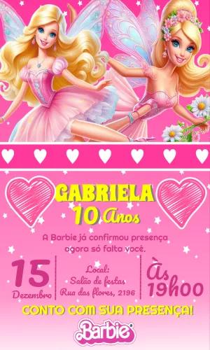 Convite de Aniversário Barbie Fada para Editar Online