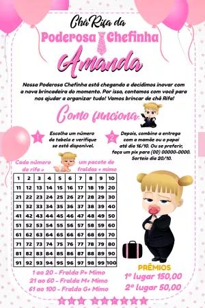 Convite Chá Rifa Poderosa Chefinha para Editar Online