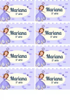 Etiqueta Escolar Princesa Sofia para Editar e Imprimir