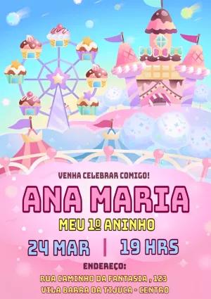 Convite Aniversário Tema Confeitaria e Doces para Editar Online