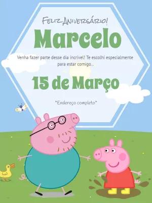 Convite de Aniversário Peppa Pig para Editar Online