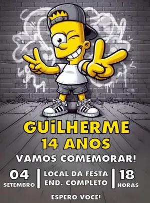 Convite de Aniversário Personagem Grafite para Editar Online