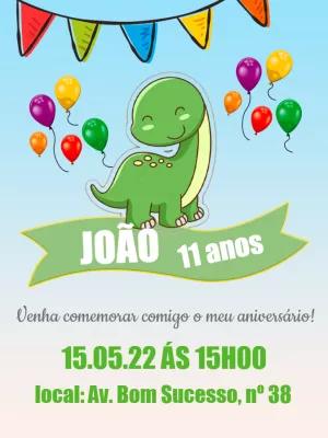 Convite de Aniversário Dinossauro Baby para Editar Online