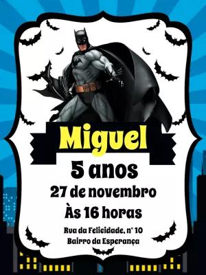 Convite de Aniversário Batman com Herói para Editar Online
