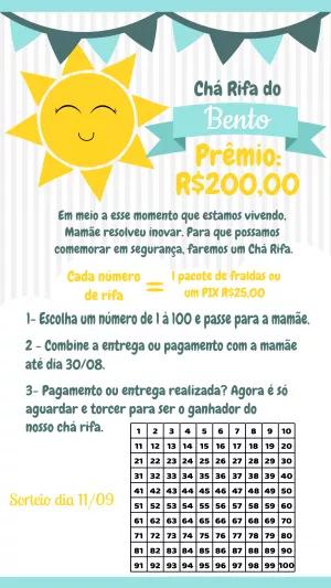 Chá Rifa Raio de Sol Fofo: Convite Editável Online