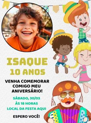 Convite Festa Junina Mundo Bita com Foto para Editar Online