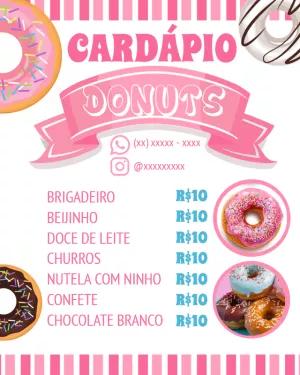 Cardápio de Donuts com Fotos para Editar Online