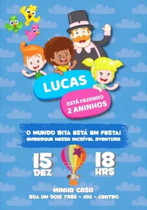 Convite de Aniversário Mundo Bita para Editar Online