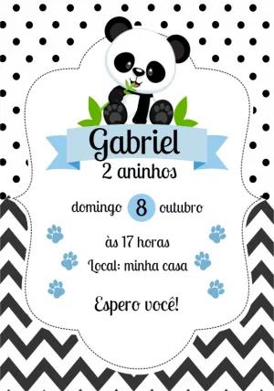 Convite Aniversário Panda Bebê para Editar e Imprimir Online