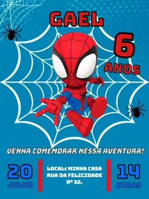 Convite de Aniversário Homem-Aranha para Editar Online