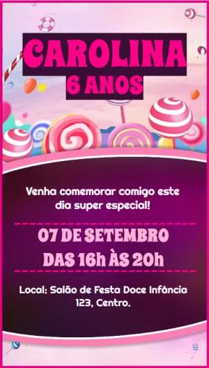Convite Aniversário Doceria Candy Editável para Imprimir