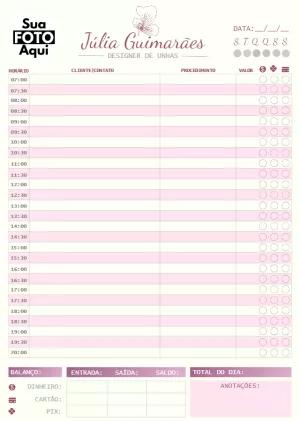 Folha de Agendamento para Nail Designer Editável Online