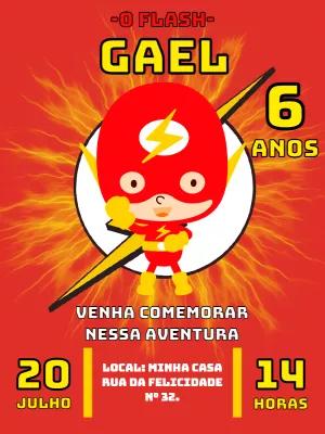 Convite de Aniversário Flash do Super-Herói para Editar Online