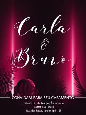 Convite de Casamento Neon Moderno para Editar Online