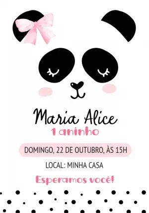 Convite de Aniversário Pandinha Rosa Editável para Imprimir