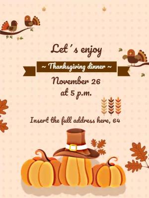 Thanksgiving Dinner Invitation with Pumpkins to Edit Online