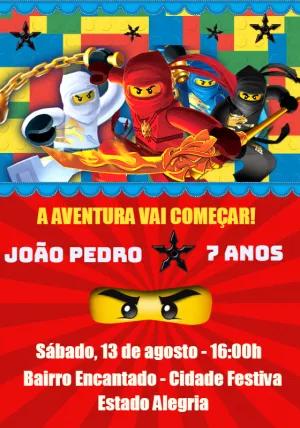 Convite de Aniversário Lego Ninjago para Editar Online