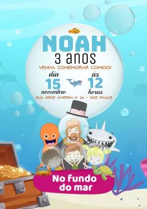 Convite Aniversário Mundo Bita Fundo do Mar para Editar
