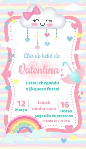 Convite Chá de Bebê Chuva de Amor Rosa para Editar Online